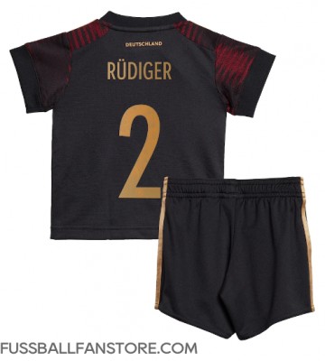 Deutschland Antonio Rudiger #2 Replik Auswärtstrikot Kinder WM 2022 Kurzarm (+ Kurze Hosen)